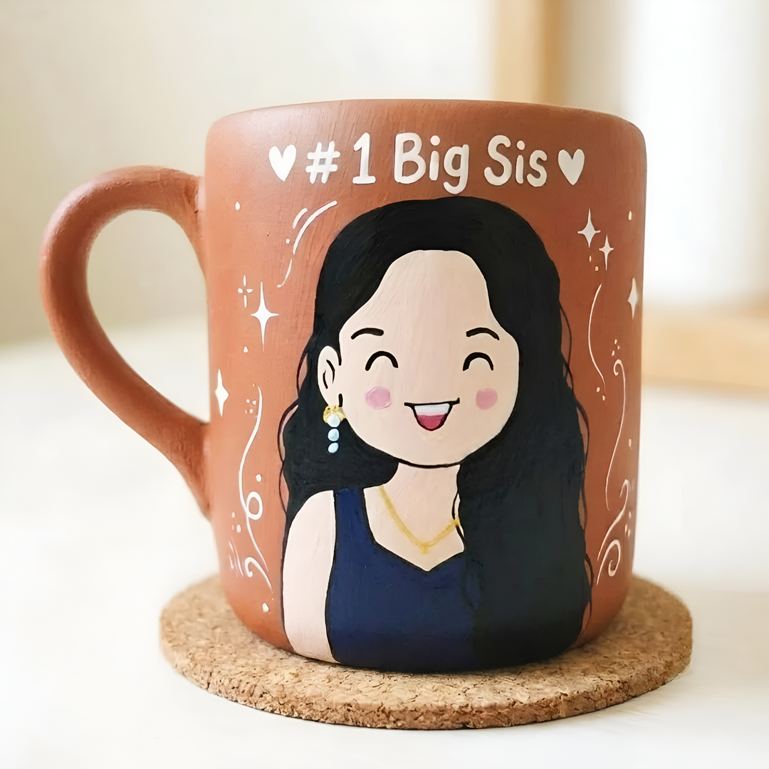 # 1 Big Sis | Photo Personalized Hand-Painted Terracotta Mug