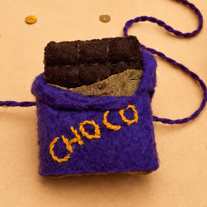 Hand Embroidered Chocolate Rakhi With Magnet For Brother