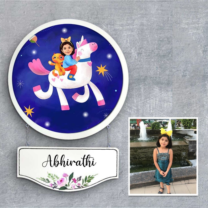 Photo Caricature Hanging Kids Nameplate