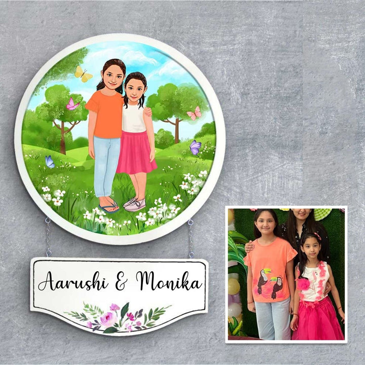 Photo Caricature Hanging Kids Nameplate