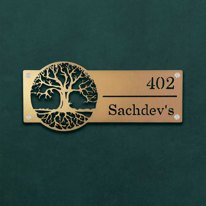 Personalized Bird Themed Weatherproof Name Plate With House Number - Front View Mounted on Wall