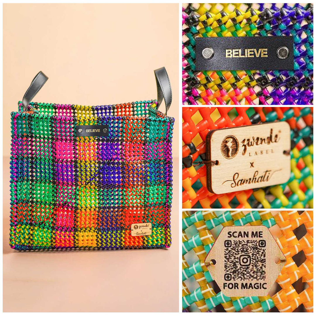 Multicolour Checked Mukhya Knot Handmade Koodai Storage Basket