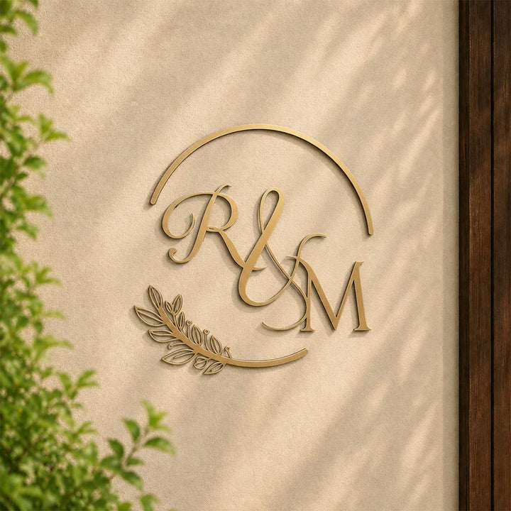 Personalized Monogram Initials Laser Cut Mild Steel Name Plate For Couples