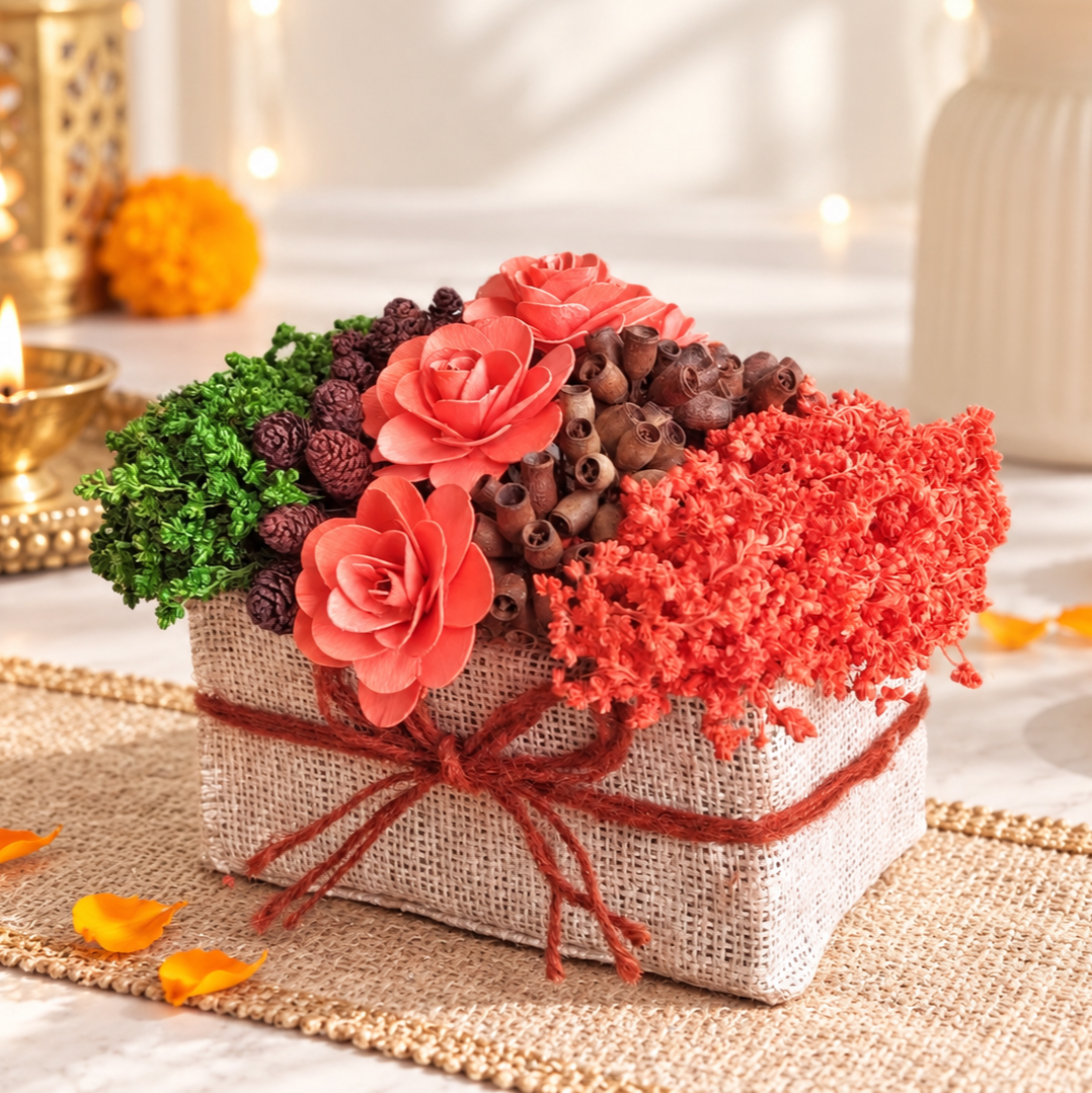 Handmade Orange Shola Flower Centerpiece