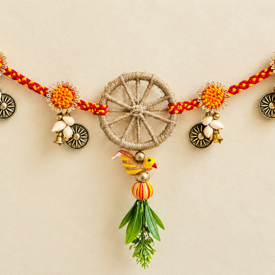 Laal Utsav Red Jute Toran Set with Red Potli For Festive Decor