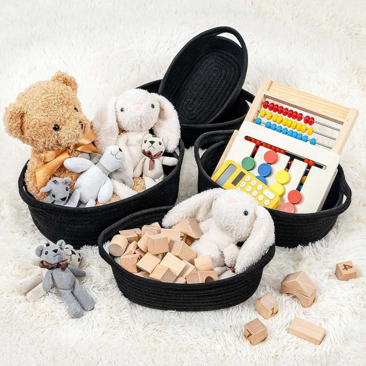 Handmade Coil Basketry Cute Cotton Rope Storage Baskets | Set Of 5