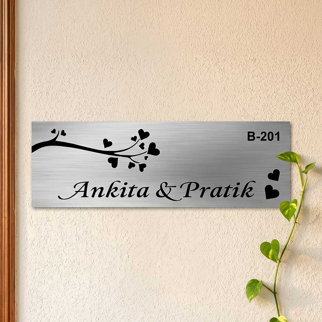 Personalized Love Theme Stainless Steel Name Plate