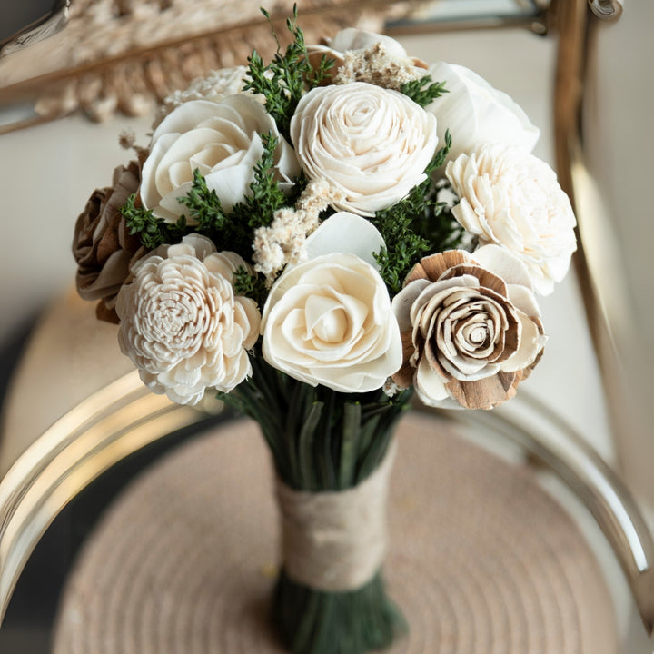 Handmade White Rose Dried Flower Bouquet
