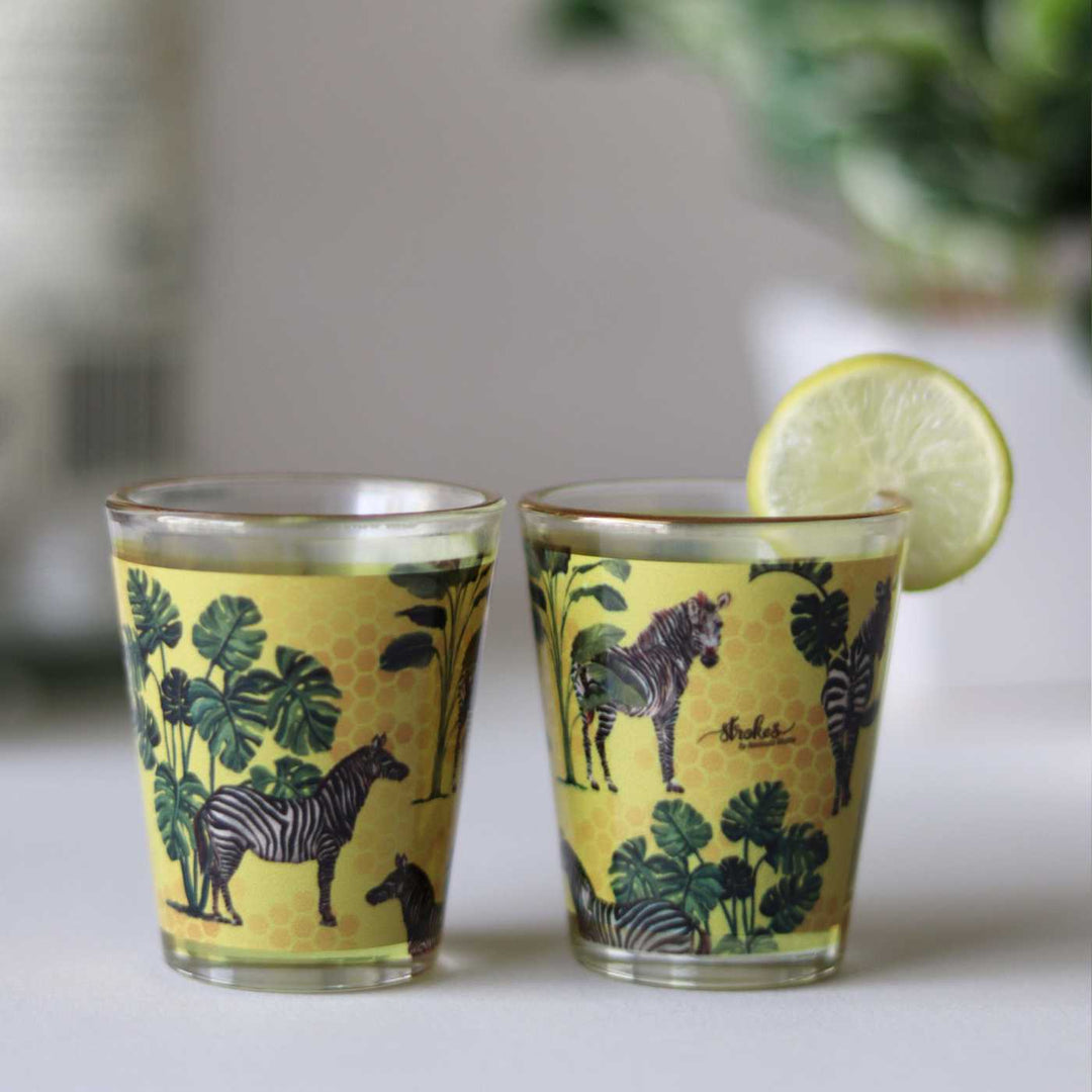 Gold Rim Animal Print Shot Glasses I Set of 4