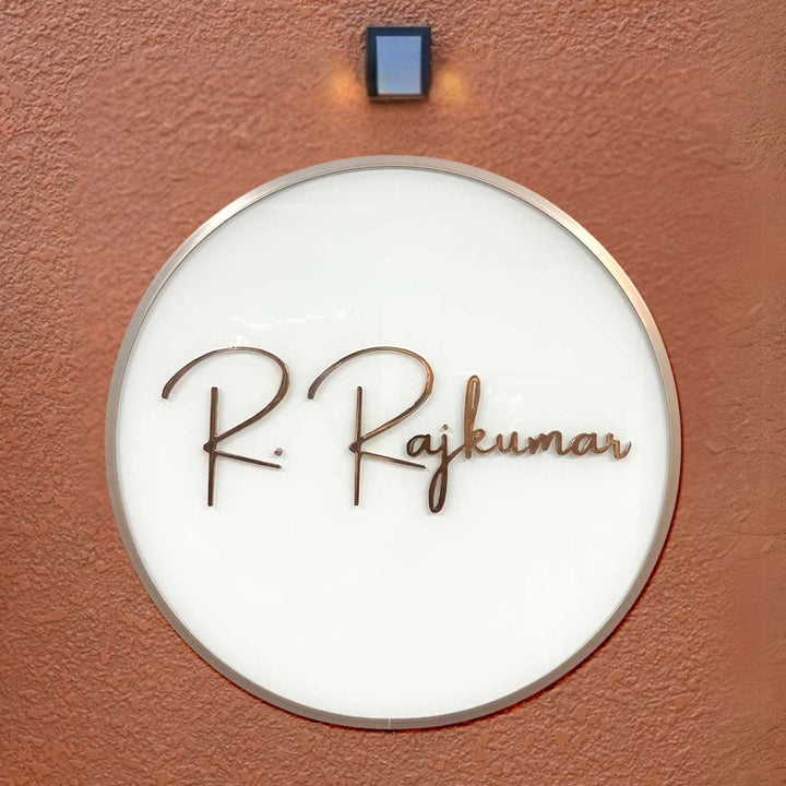 Personalized Engraved Round White Copper Stainless Steel Name Plate
