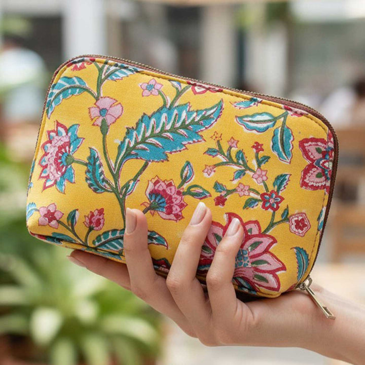 Basant Hand Block Printed Oval Pouch