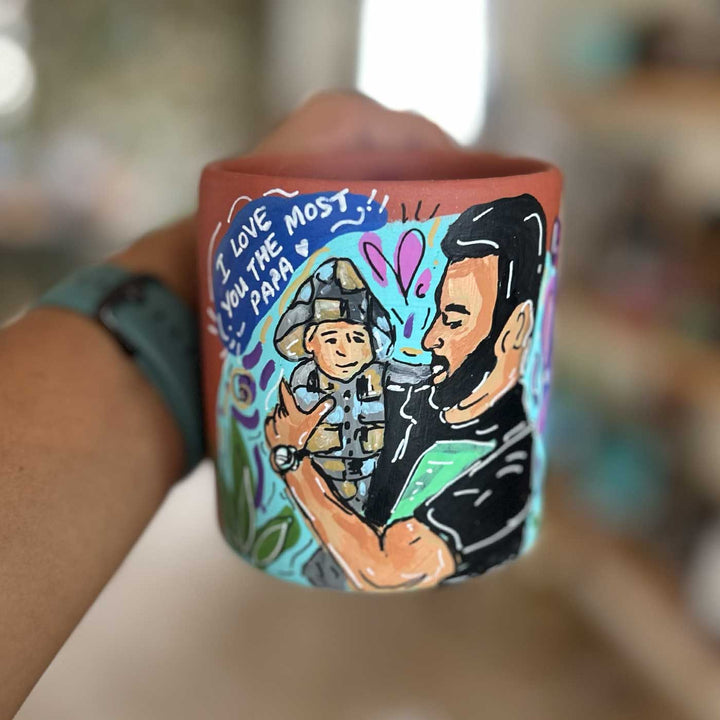 Photo Personalized Hand-Painted Spring Design Terracotta Mug