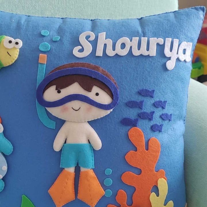 Personalised 3D Underwater Scuba Felt Pillow