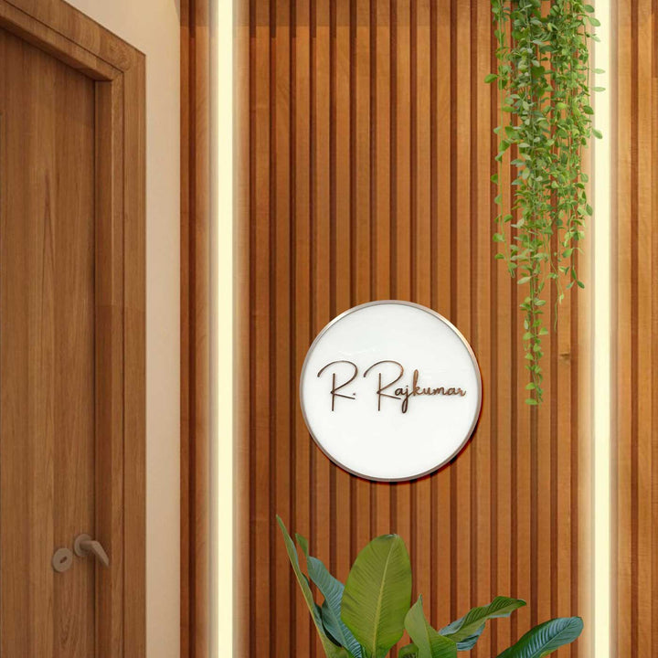 Personalized Engraved Round White Copper Stainless Steel Name Plate