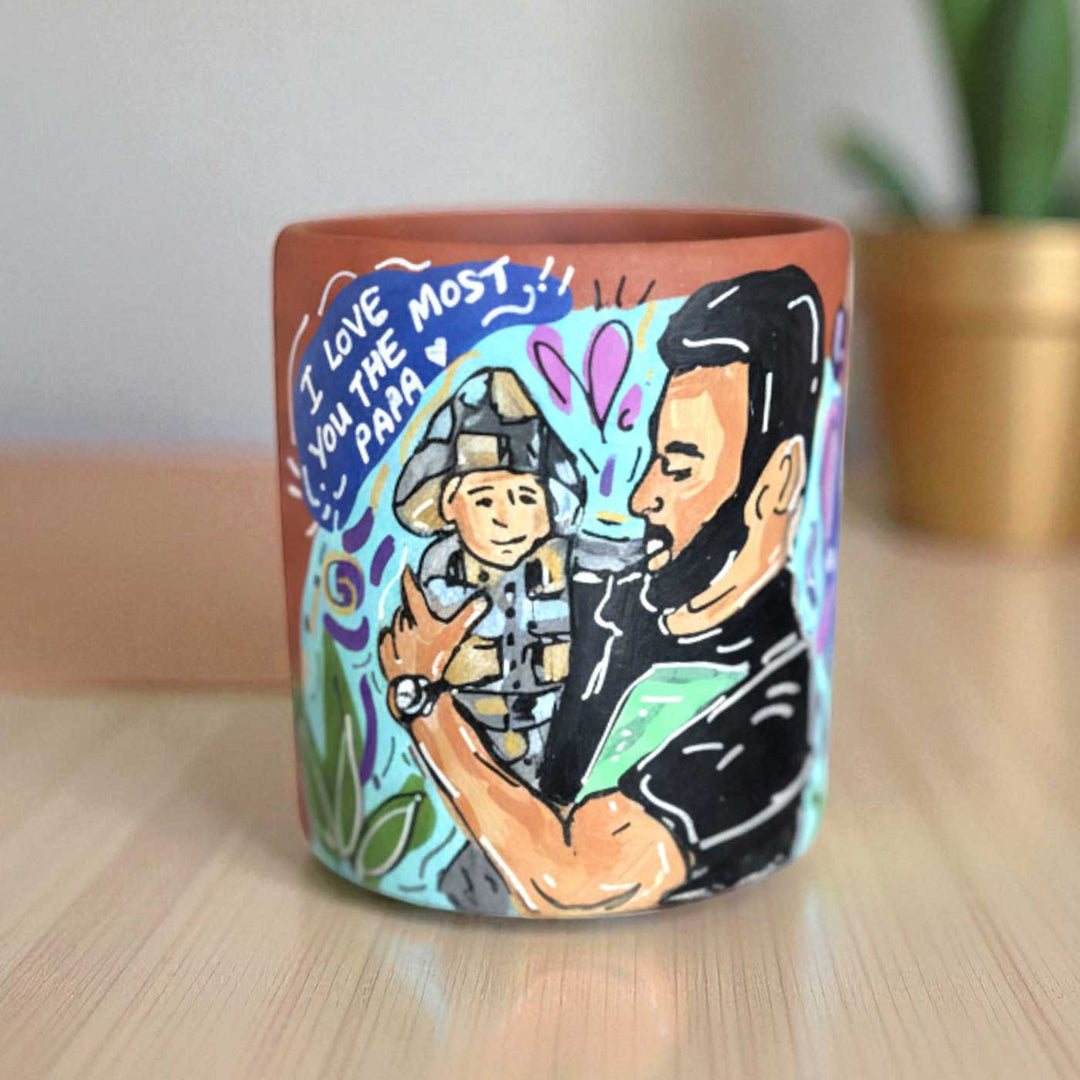 Photo Personalized Hand-Painted Spring Design Terracotta Mug
