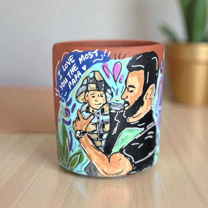 Photo Personalized Hand-Painted Spring Design Terracotta Mug