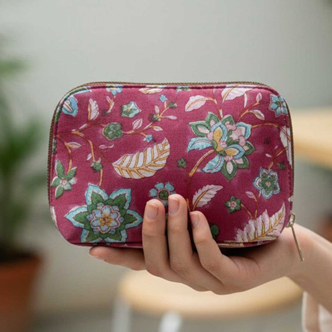 Gulabi Hand Block Printed Oval Pouch