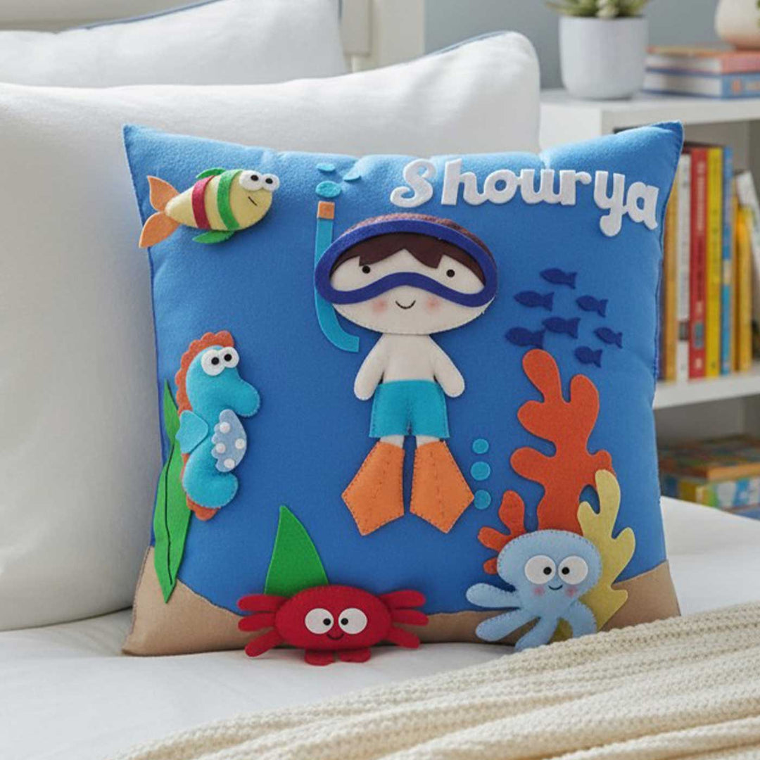 Personalised 3D Underwater Scuba Felt Pillow