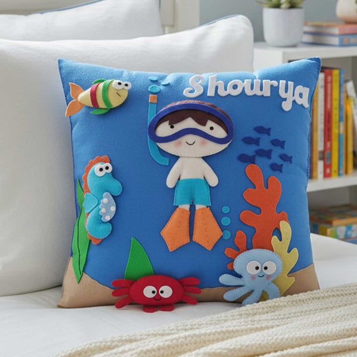 Personalised 3D Underwater Scuba Felt Pillow