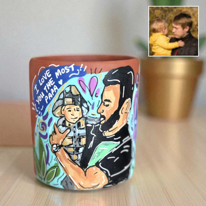 Photo Personalized Hand-Painted Spring Design Terracotta Mug
