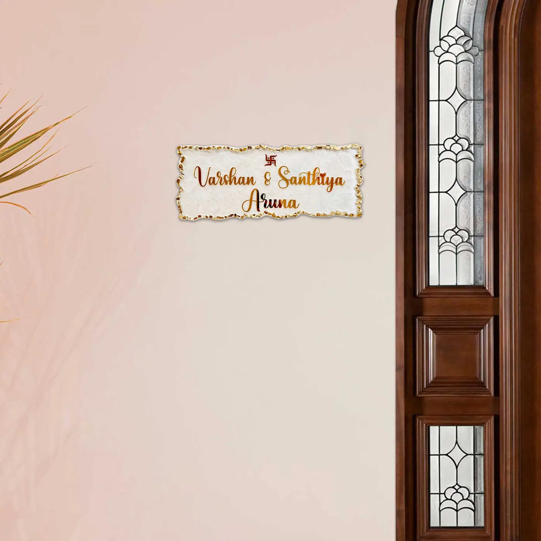 Personalized White & Gold Resin Name Plate