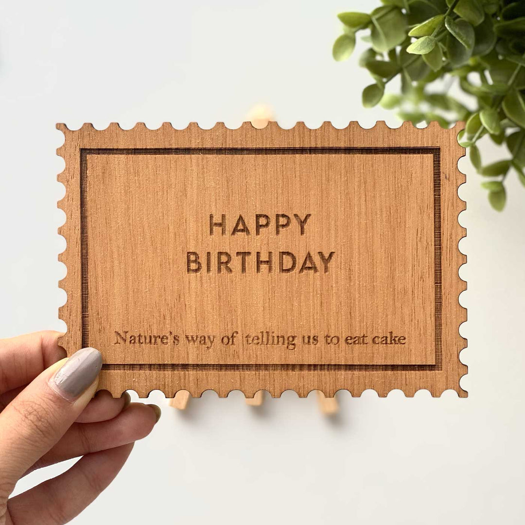 Engraved Happy Birthday Wooden Greeting Card