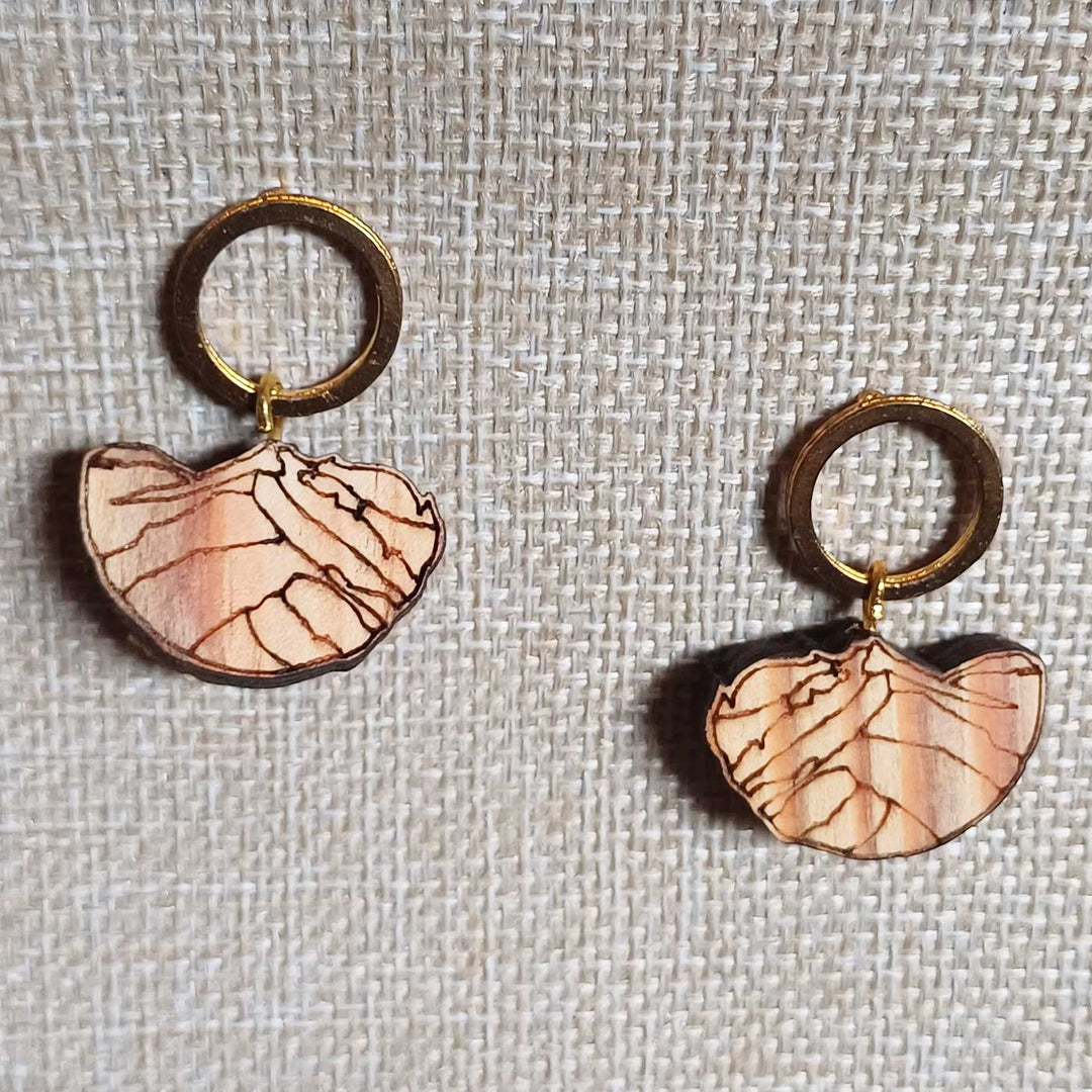 Handmade Mountain Hoop Wooden Earrings