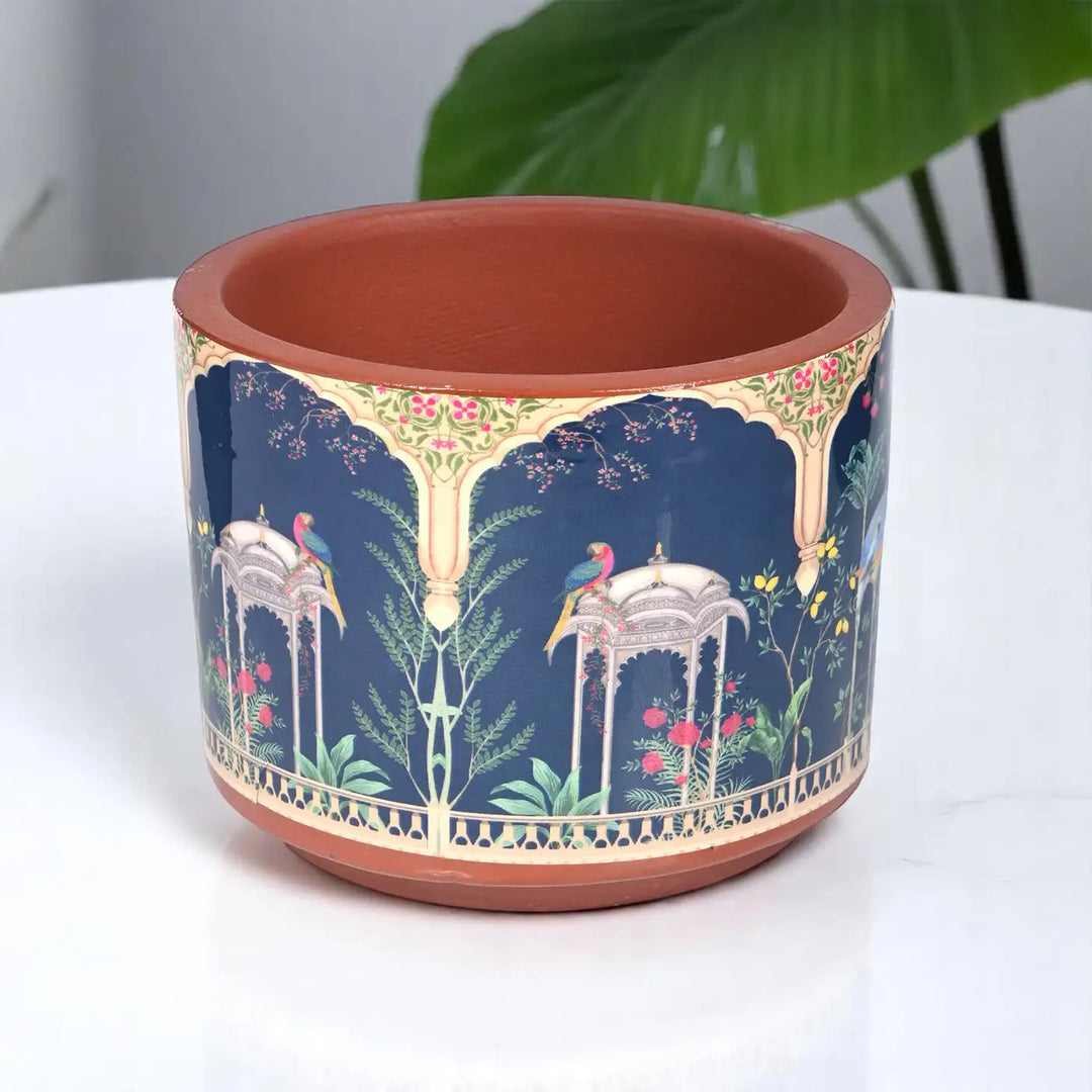 Handmade Peacock Garden Theme Terracotta Planter