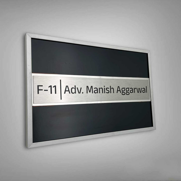 Personalized Engraved Sleek Black & Silver Stainless Steel Name Plate