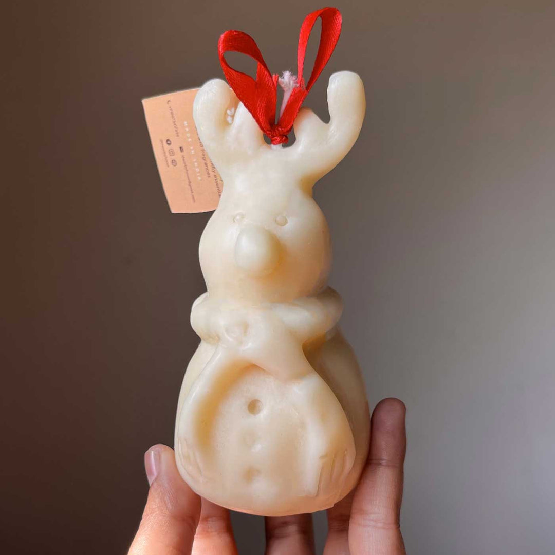 Handmade Xmas Holiday Special Reindeer Snowman Pillar Candle For Christmas Decoration