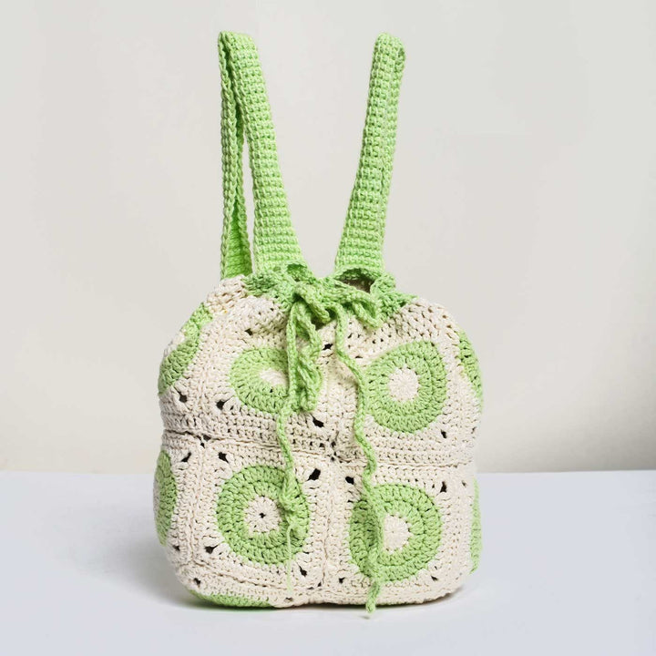 Handmade Crochet Kiwi Design Cotton Backpack