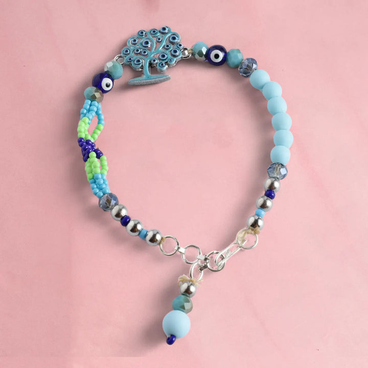 Handmade Beaded Tree Of Life Rakhi With Roli Chawal