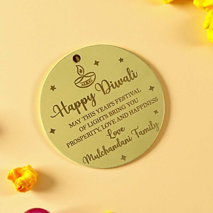 Personalized Engraved Round Acrylic Diwali Gift Tags | Set Of 10