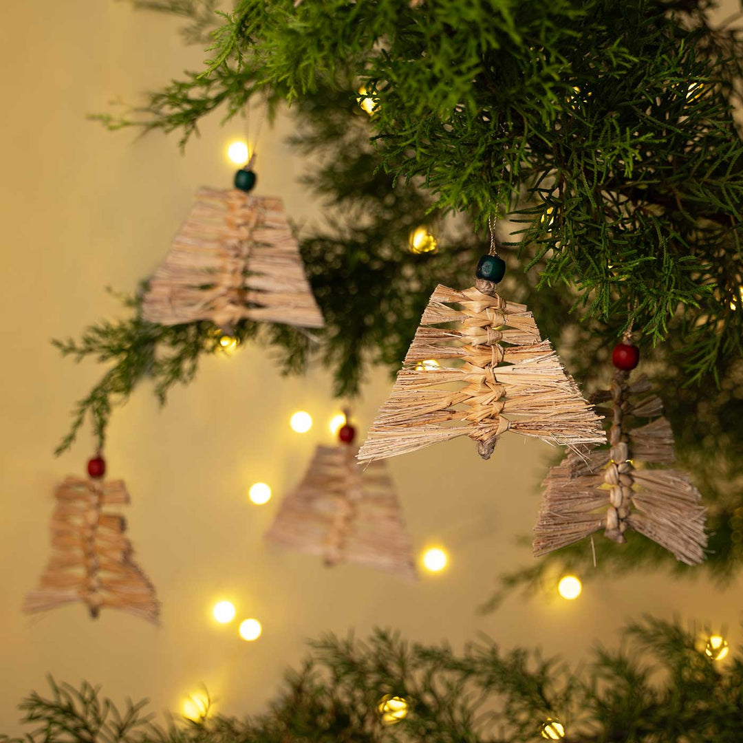 5 Pc | Handmade Banana Bark Frill Tree Hanging Ornaments