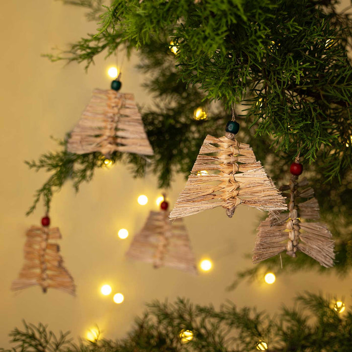 5 Pc | Handmade Banana Bark Frill Tree Hanging Ornaments