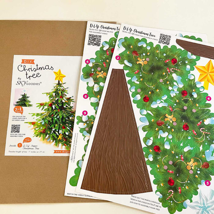 Handmade Printed Christmas Tree Design Paper DIY Kit