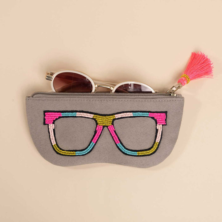 Handmade Embroidered Grey Color Sunglass Cover