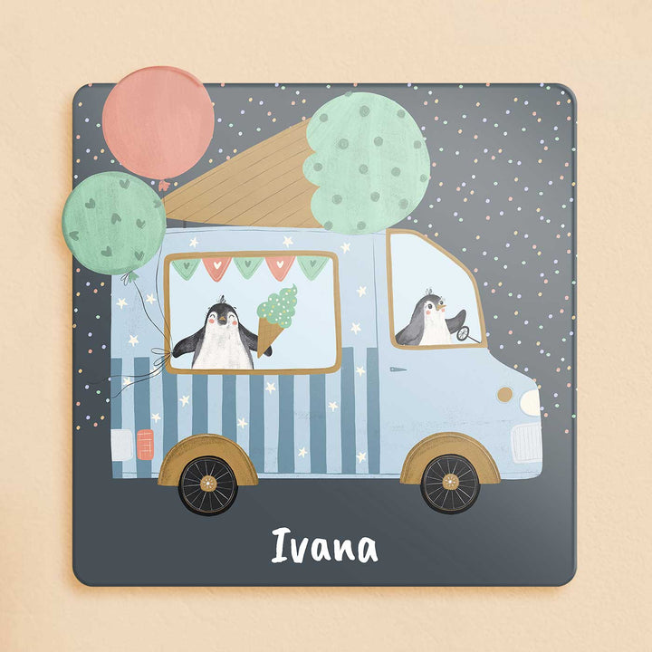 Personalized Ice Cream Fun Theme Acrylic Kids Name Plate