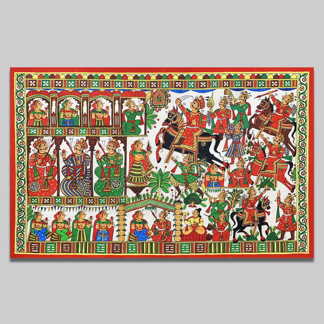 26 X 40 Inch | Story of Pabuji Paper Phad Painting