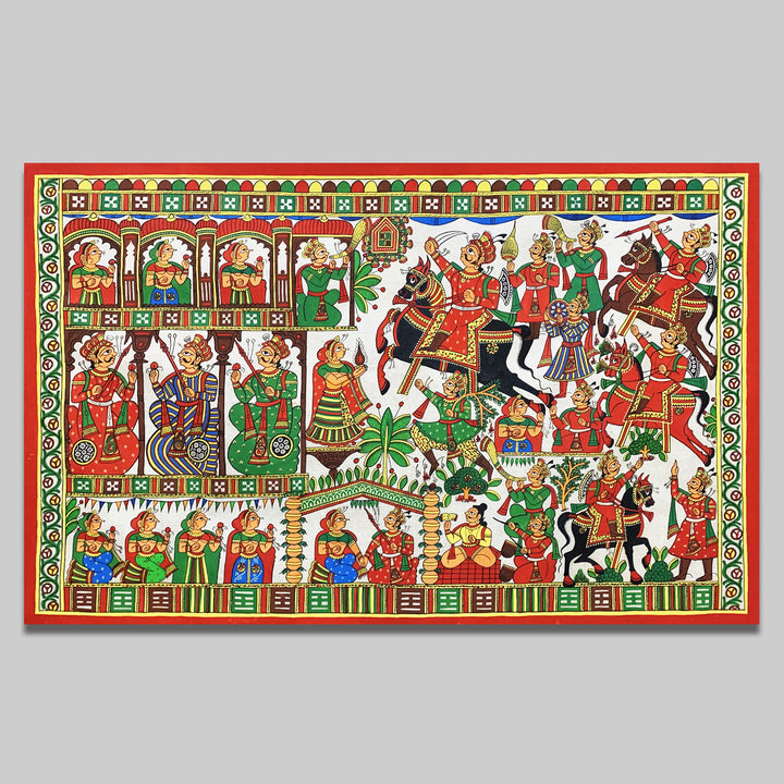26 X 40 Inch | Story of Pabuji Paper Phad Painting