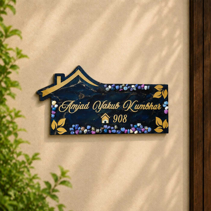 Personalized Handcrafted House Theme Resin MDF Name Plate For Home