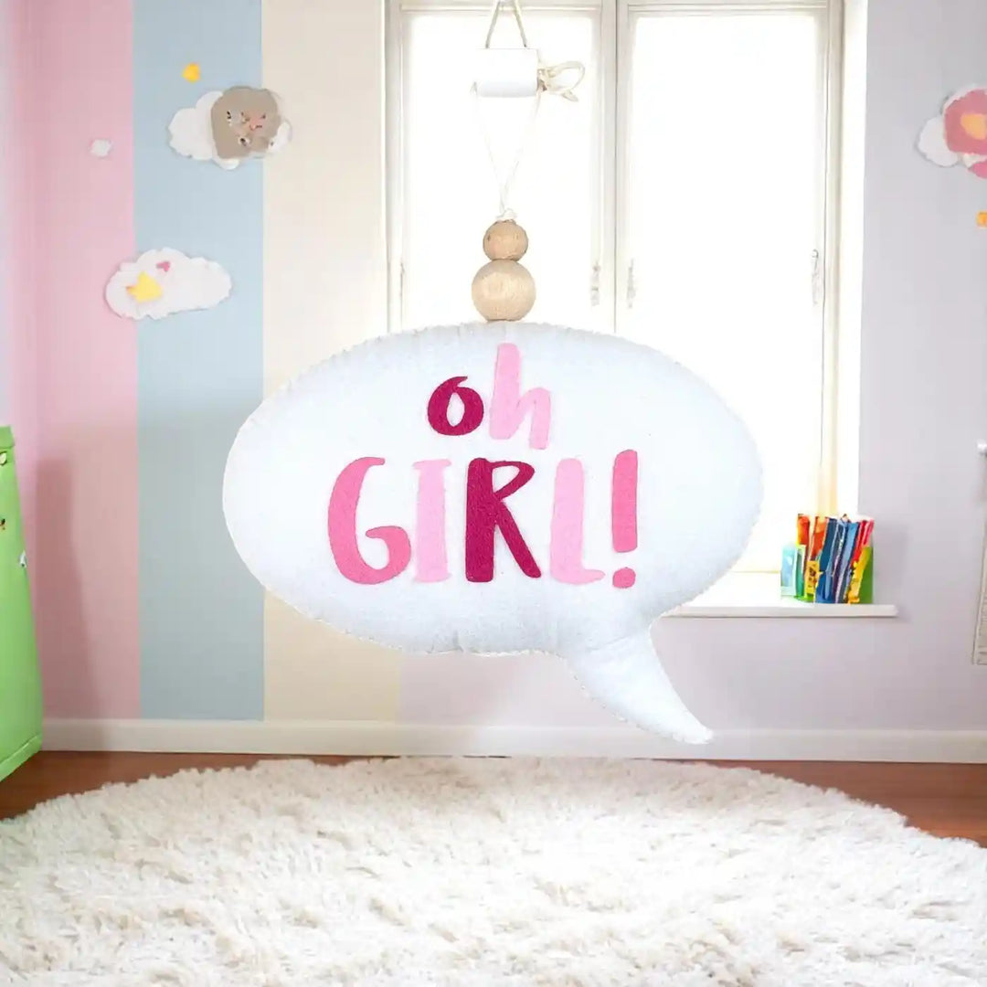 Handmade "Oh Girl" Speech Bubble Theme Felt Hanging For Kids
