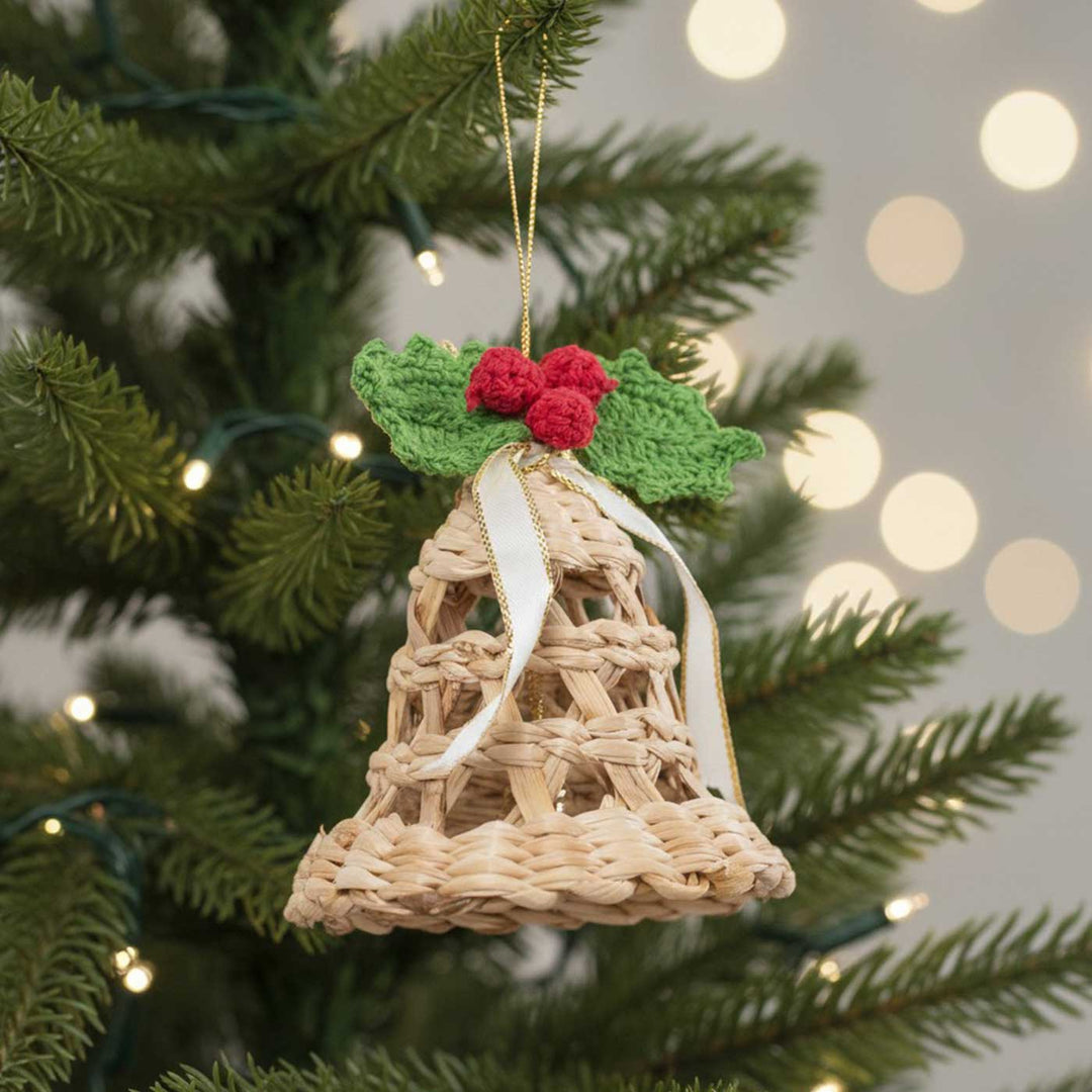 Handmade Banana Bark Holly Bell Hanging Ornaments