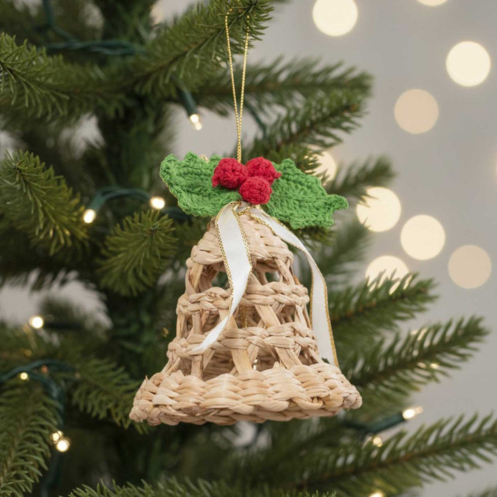 Handmade Banana Bark Holly Bell Hanging Ornaments
