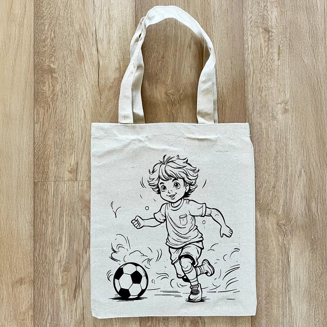 DIY Colour It Yourself Soccer Champ Cotton Kids Tote Bag