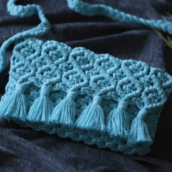 Handmade Macrame Boho Tassled Sling Bag