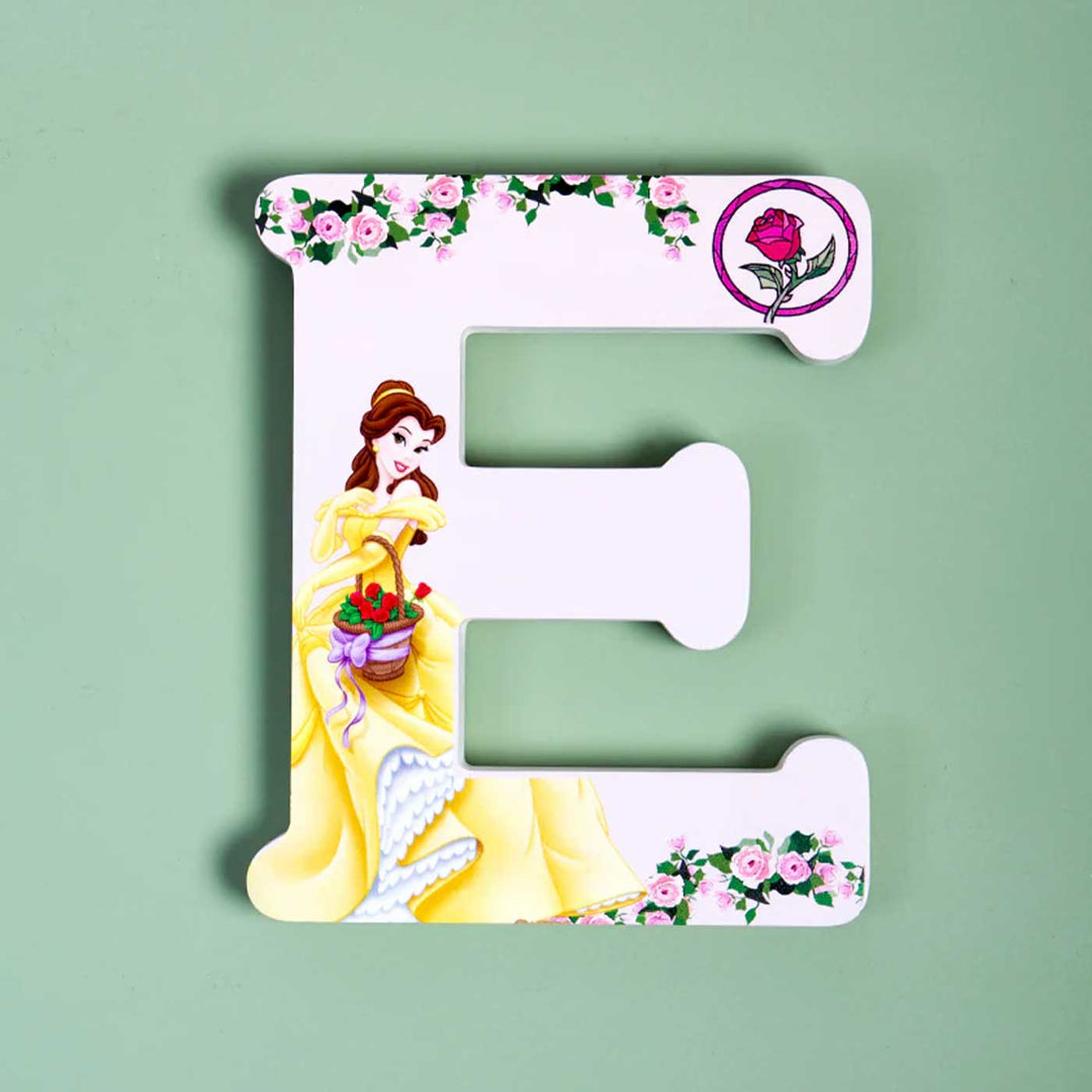 Handmade Yellow Princess Theme MDF Wood 3D Wall Letter For Kids - E