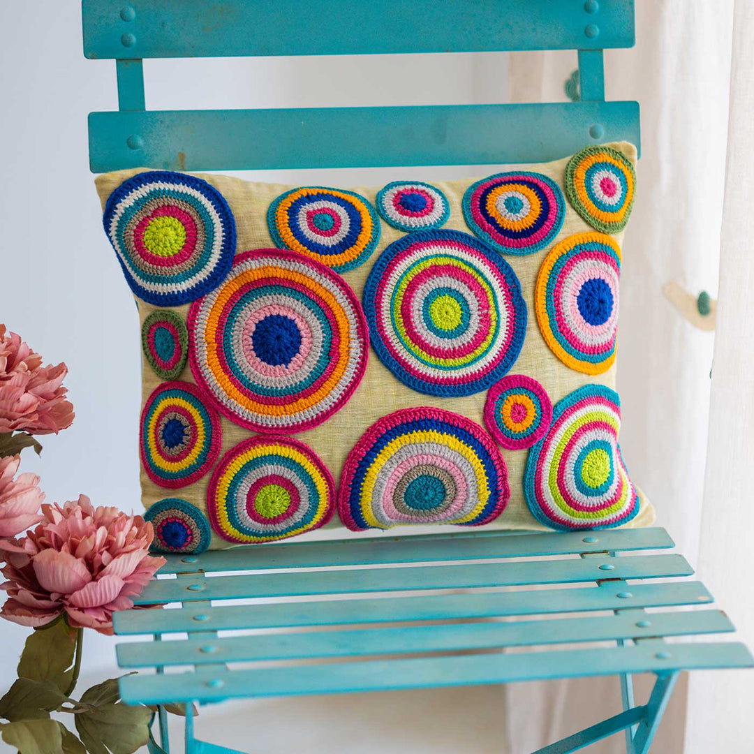 Handmade Prakriti Universal Mandalas Cushion Cover 12 x 16 inch