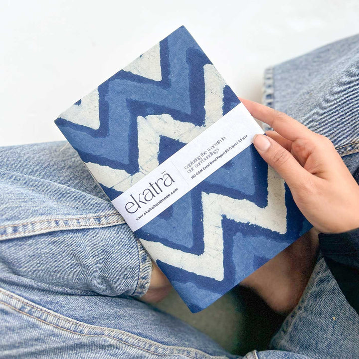 Indigo Chevron A5 Journal