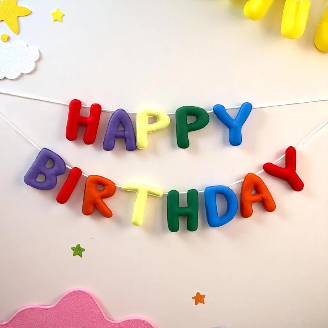 Handmade Stuffed Design Felt Happy Birthday Bunting